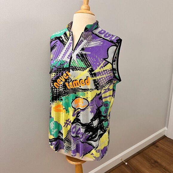 Jamie Sadock Retro 80s Vibe Abstract Sleeveless Top Sz XL - Picture 1 of 10